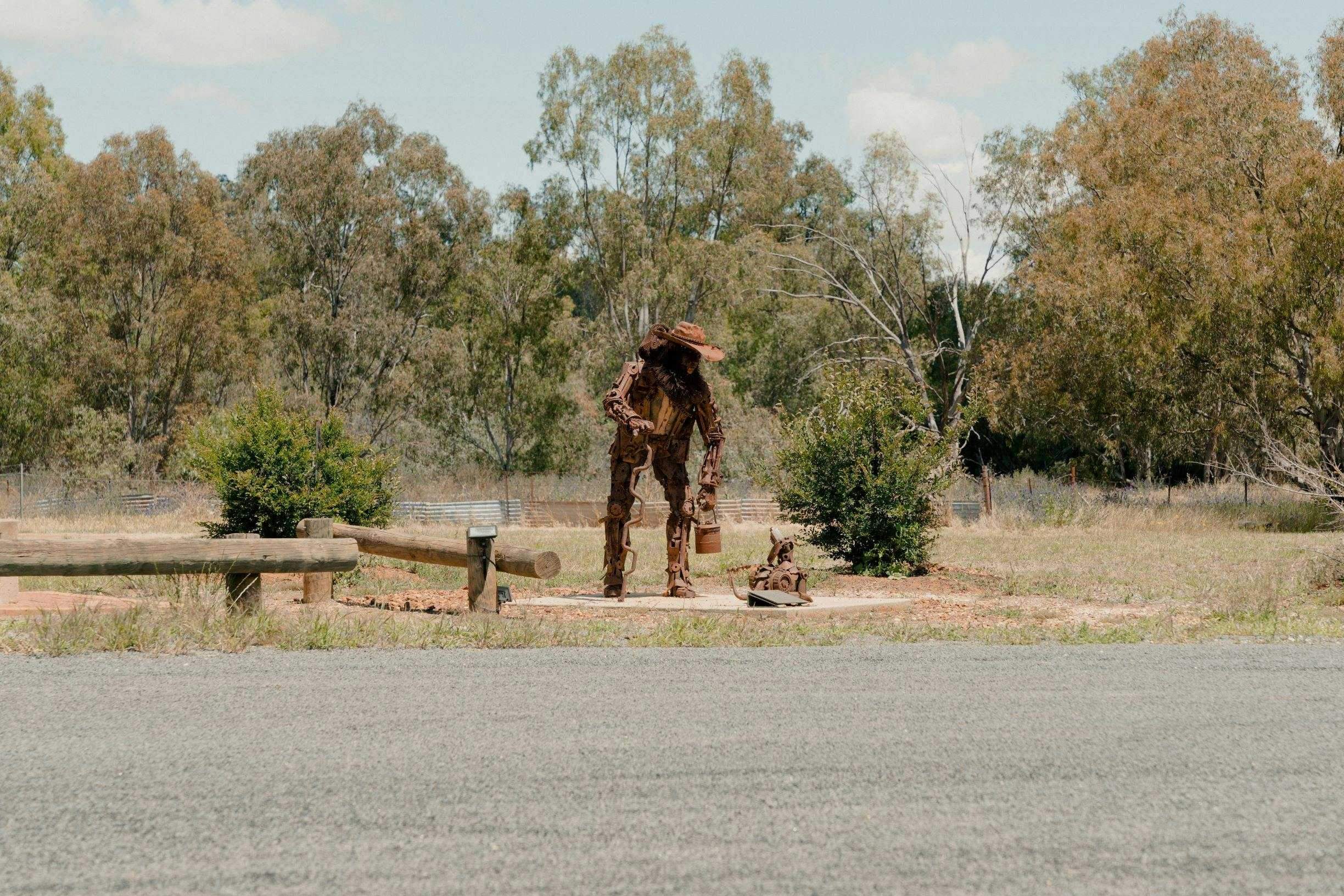 Swagman and Rusty Sculpture | North of the Murray